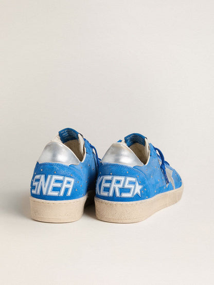 Men's Ball Star in light blue suede with studs and silver metallic leather star