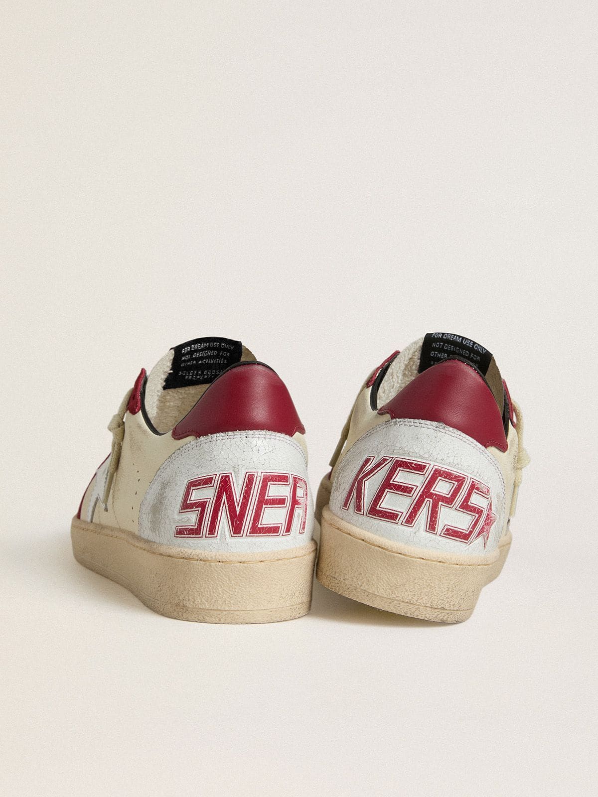 Men’s Ball Star LTD in cream nappa with white leather star and red suede inserts