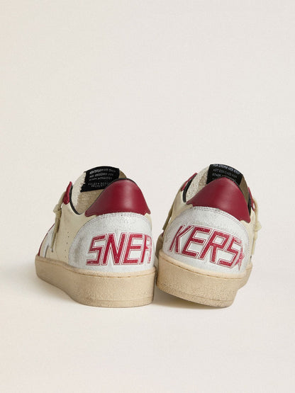 Men’s Ball Star LTD in cream nappa with white leather star and red suede inserts