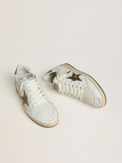 Men's Ball Star in white nappa leather with bronze-colored laminated leather star and heel tab