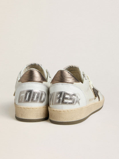 Men's Ball Star in white nappa leather with bronze-colored laminated leather star and heel tab