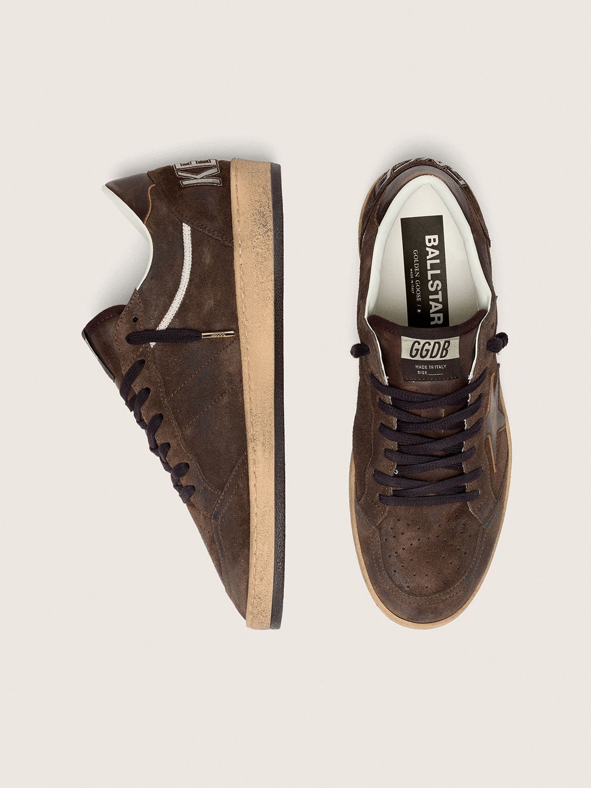 Men's Ball Star in brown suede with brown leather star and heel tab