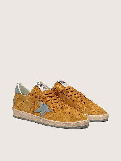 Men's Ball Star in ocher suede with leather star and light blue suede heel tab