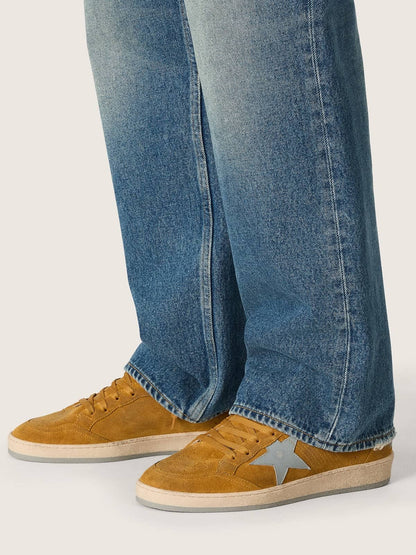 Men's Ball Star in ocher suede with leather star and light blue suede heel tab