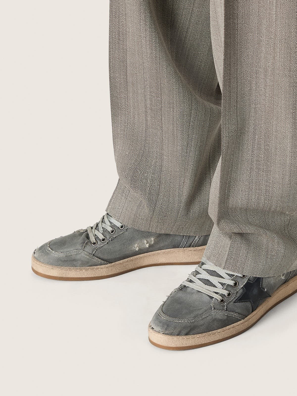 Men's Ball Star LTD in gray denim with black leather star