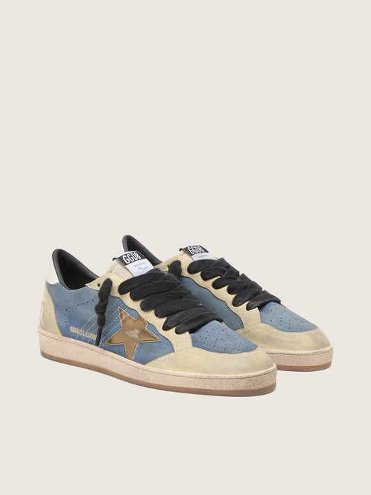 Men’s Ball Star LTD in denim blue suede with metallic gold leather star