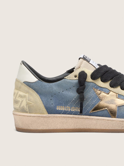 Men’s Ball Star LTD in denim blue suede with metallic gold leather star