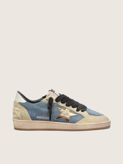 Men’s Ball Star LTD in denim blue suede with metallic gold leather star