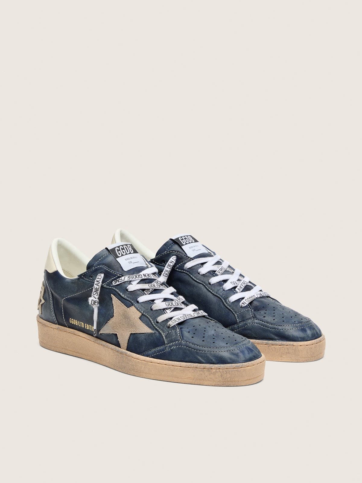 Men’s Ball Star LTD in dark blue leather with beige suede star