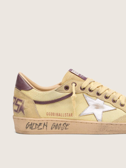 Men’s Ball Star in yellow suede with silver star and yellow mesh inserts