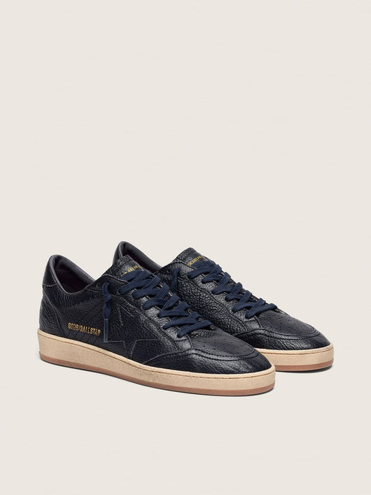 Men's Ball Star in navy-blue leather with tone-on-tone leather star