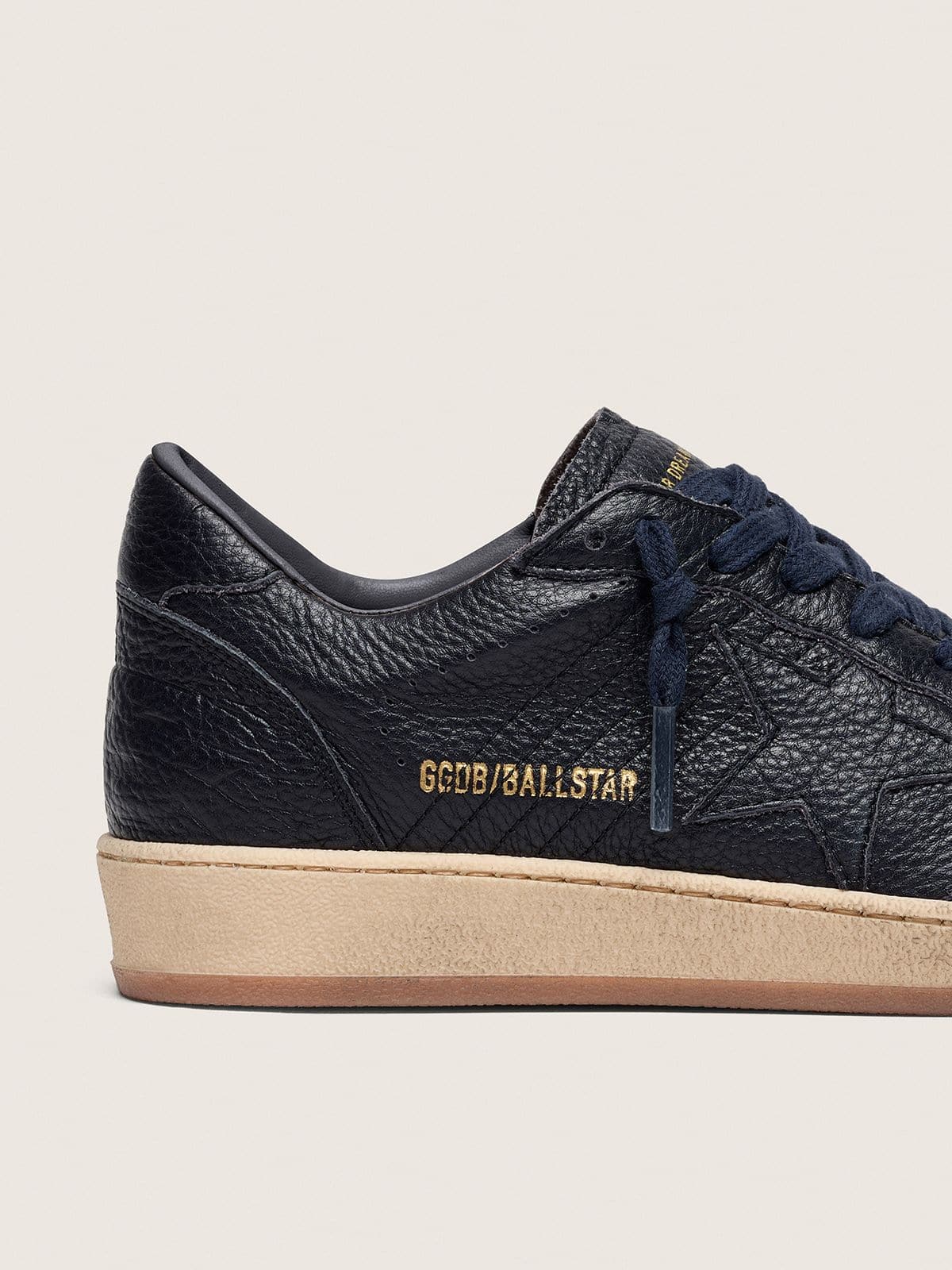 Men's Ball Star in navy-blue leather with tone-on-tone leather star
