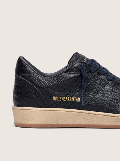 Men's Ball Star in navy-blue leather with tone-on-tone leather star