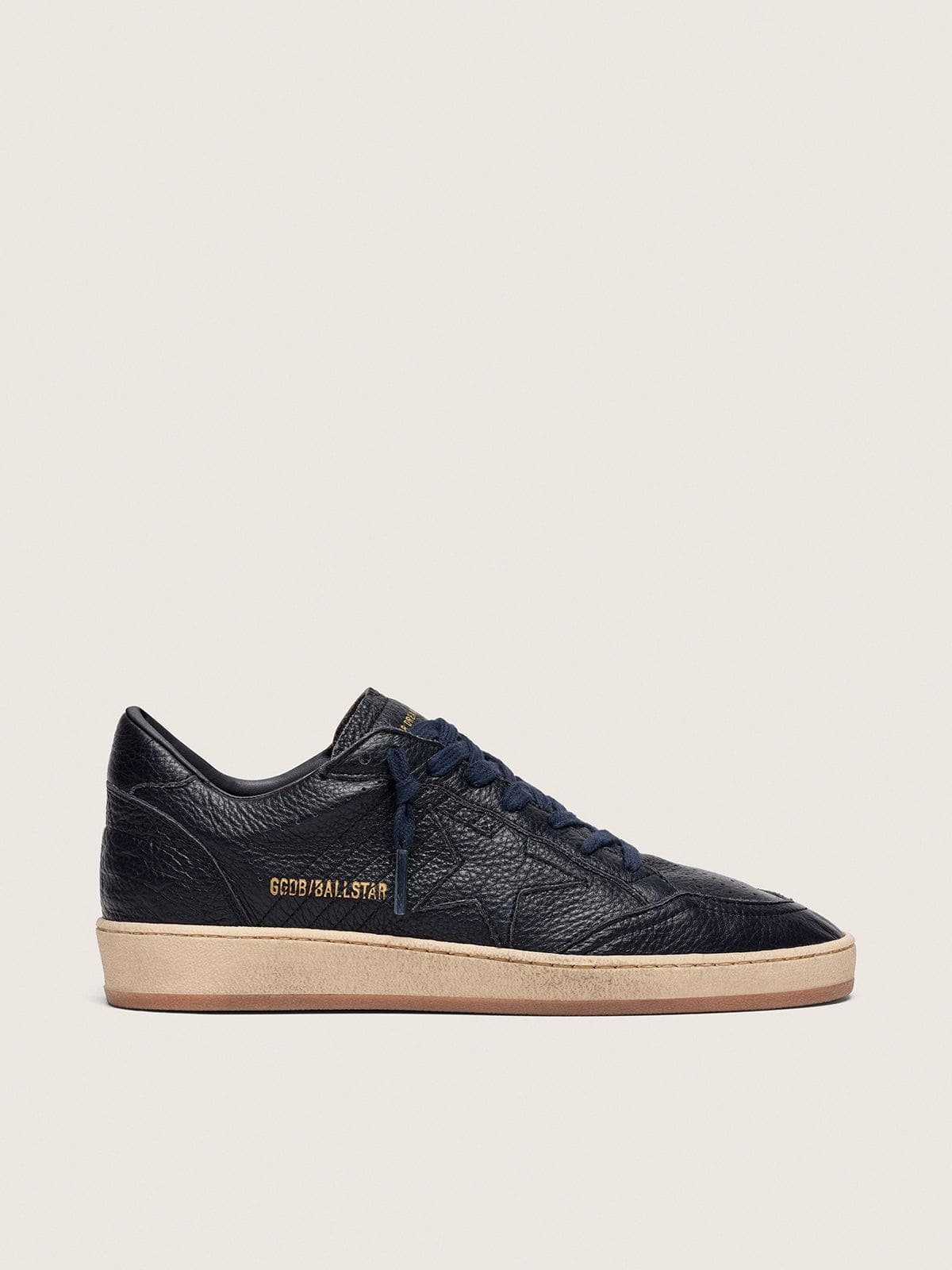 Men's Ball Star in navy-blue leather with tone-on-tone leather star