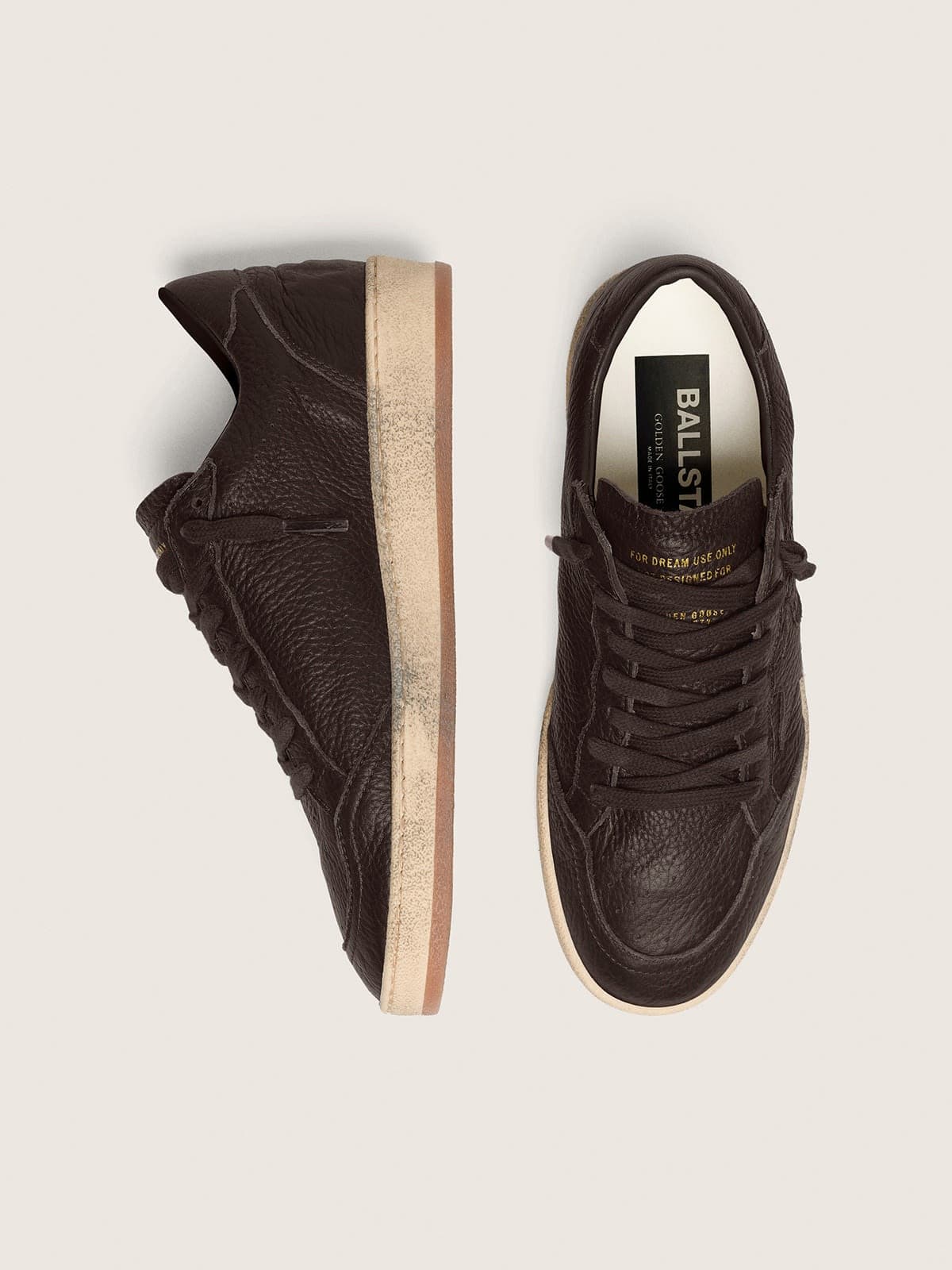 Men's Ball Star in dark brown leather with tone-on-tone leather star