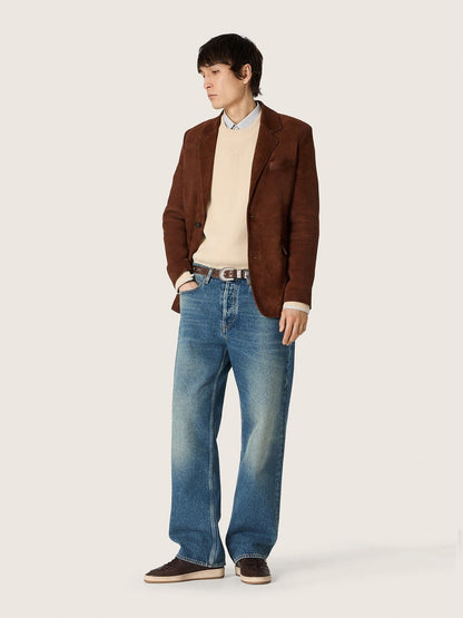 Men's Ball Star in dark brown leather with tone-on-tone leather star