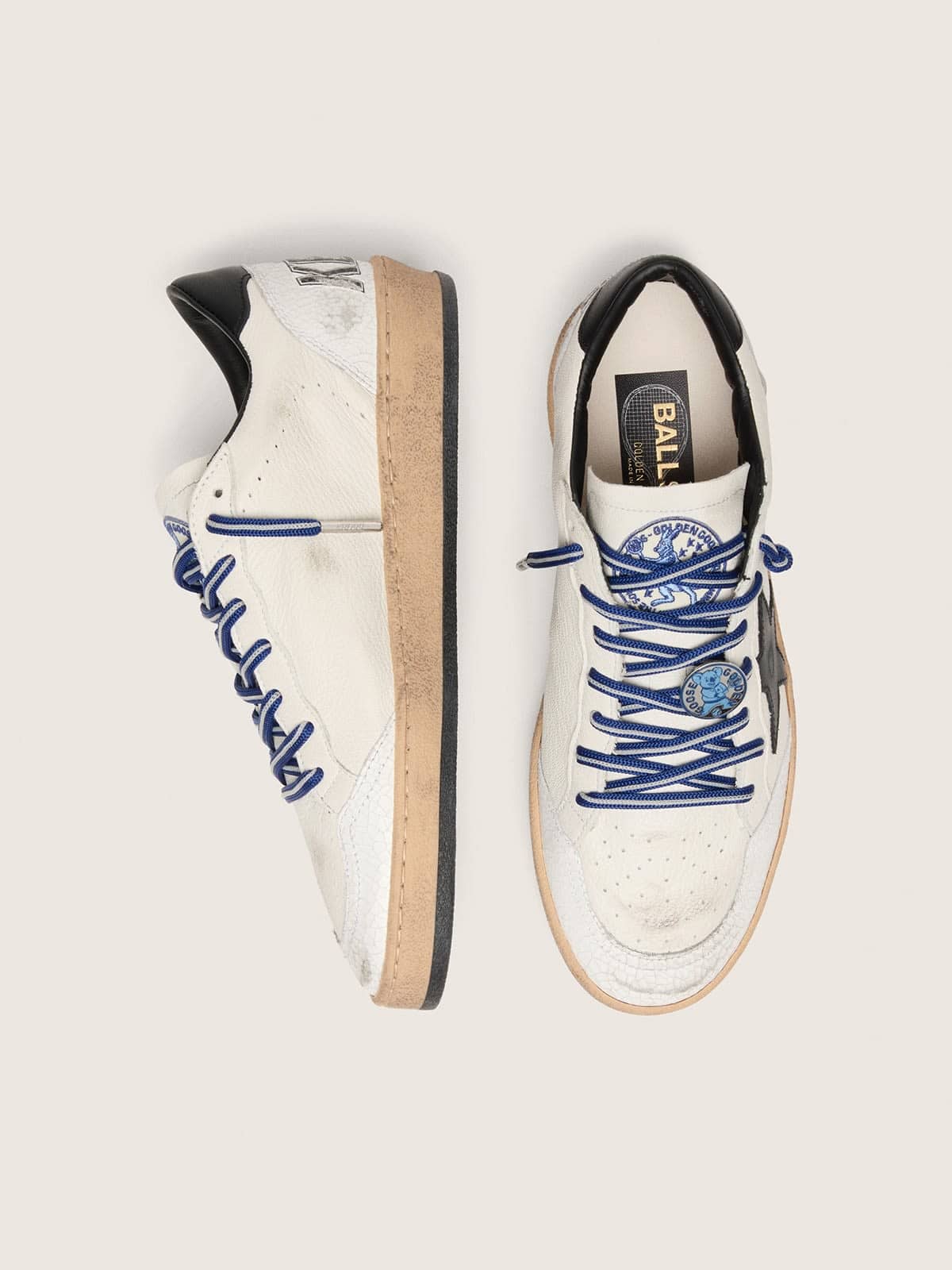 Men's Ball Star LTD in white nappa leather with black leather star and heel tab