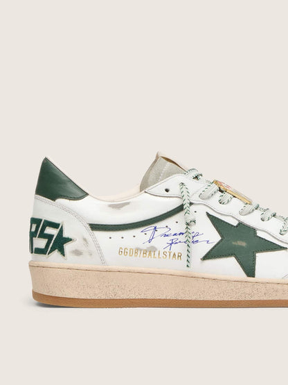 Men’s Ball Star LTD in white leather with green star and Skins