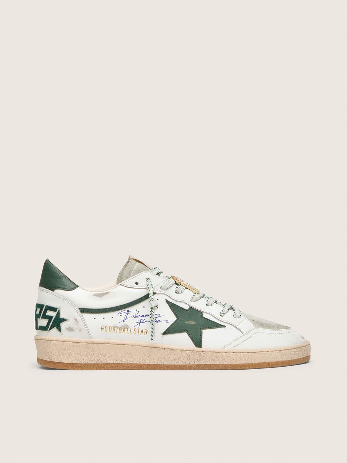 Men’s Ball Star LTD in white leather with green star and Skins