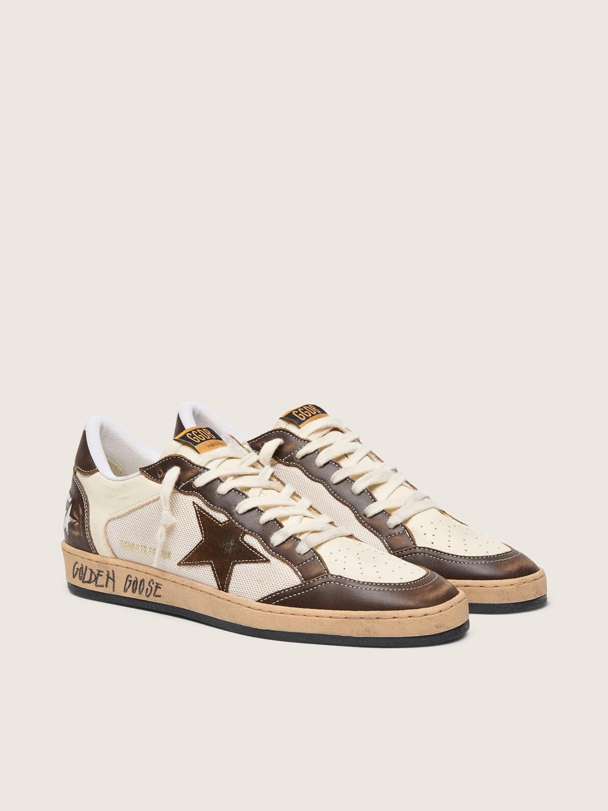 Men's Ball Star in nappa and mesh with suede star and brown leather inserts