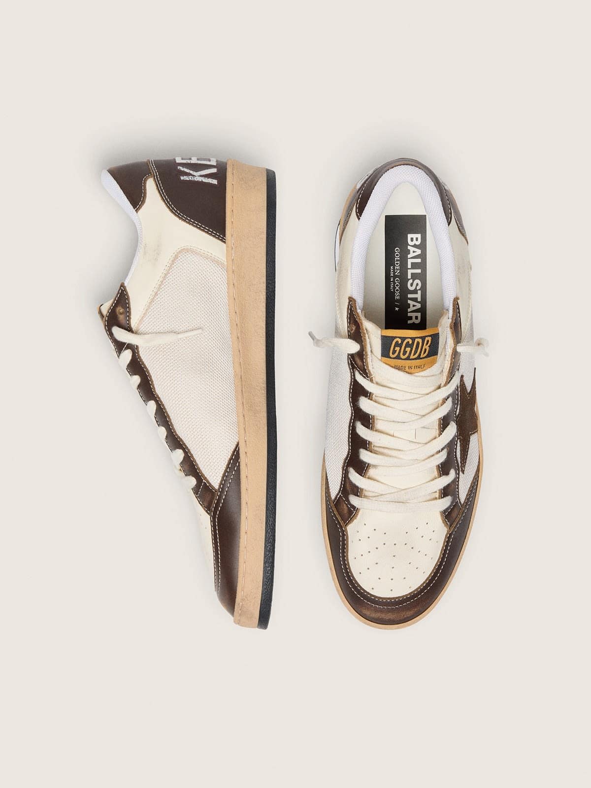 Men's Ball Star in nappa and mesh with suede star and brown leather inserts