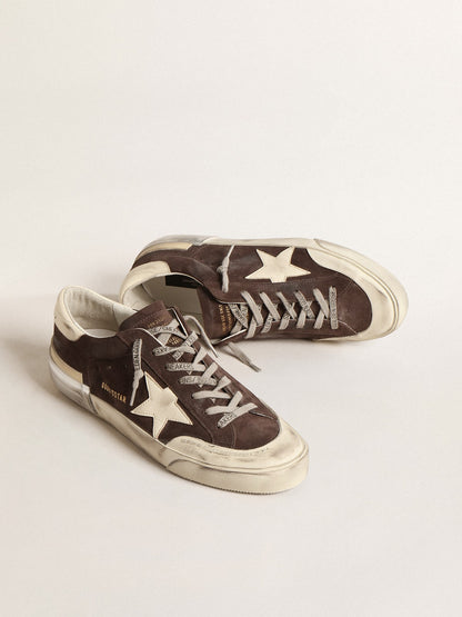 Men's Super-Star in gray suede with ecru nappa star and heel tab