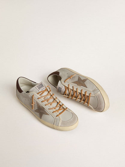Men's Super-Star with tobacco-colored croc-print leather star and black leather heel tab