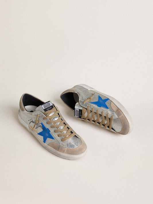 Men's Super-Star LTD in silver metallic suede with leather star and suede heel tab