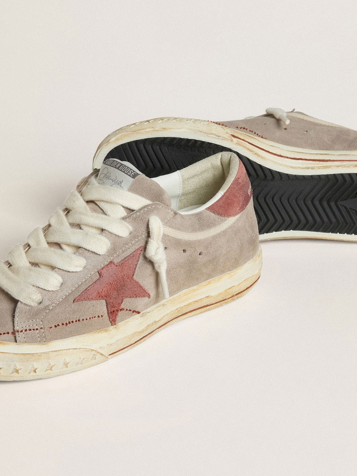 Men's Super-Star LTD in gray suede with red waxed suede star and heel tab