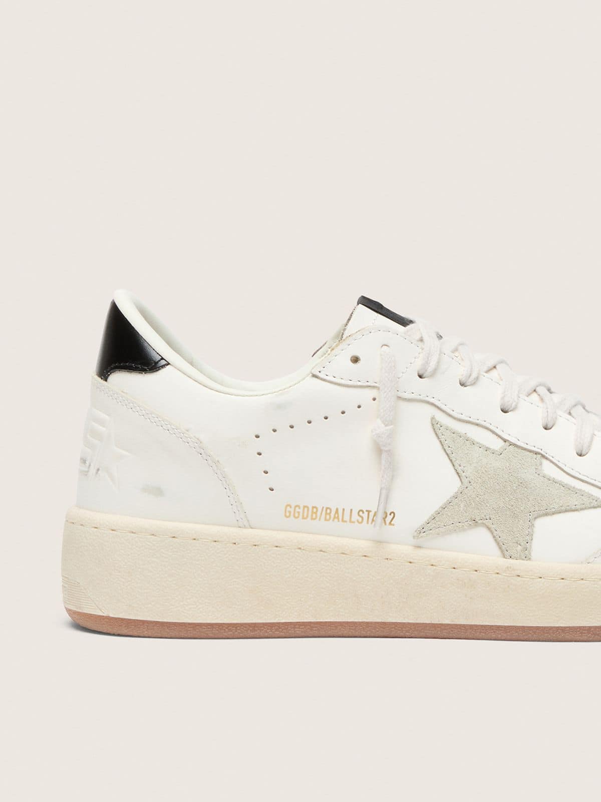 Ball Star with ice-gray suede star and glossy black leather heel tab