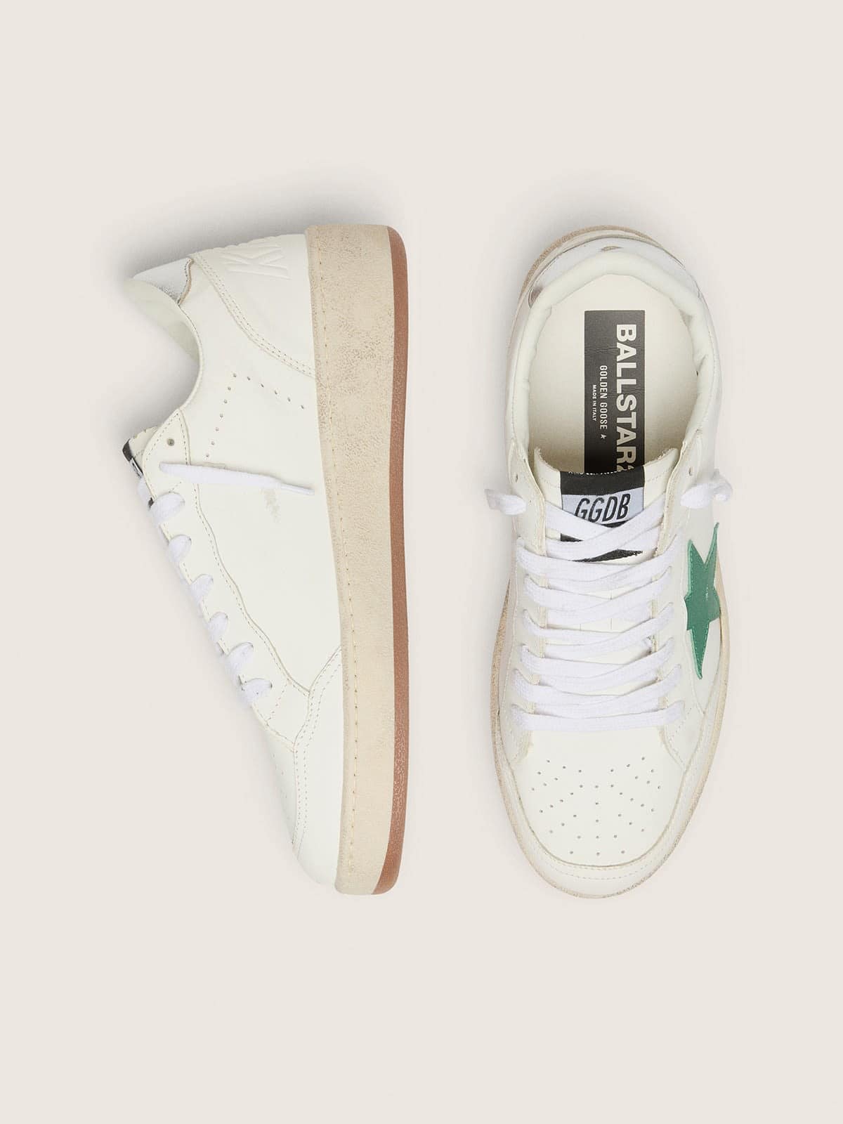 Men's Ball Star with green leather star and metallic leather heel tab
