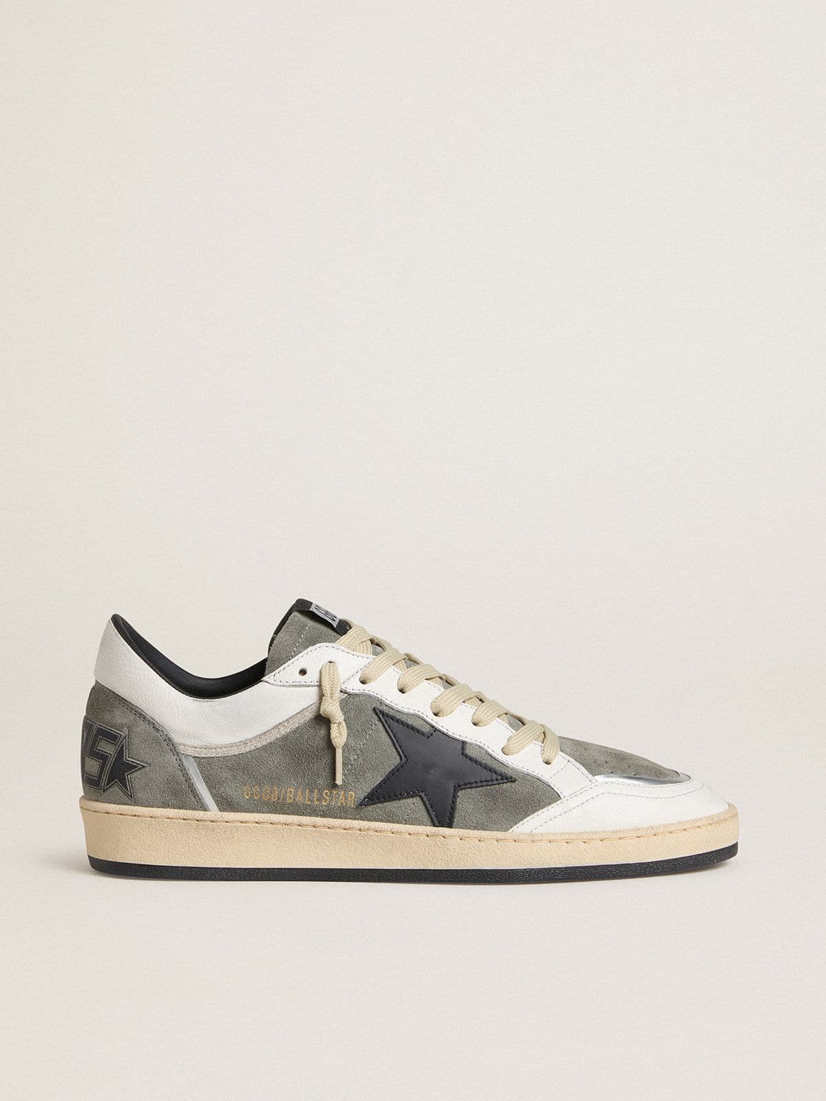 Men's Ball Star in gray suede with black leather star and white nappa leather inserts