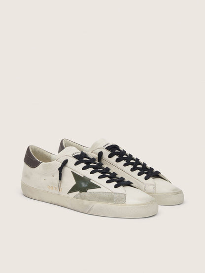 Men's Super-Star in nappa with green leather star and grey leather heel tab