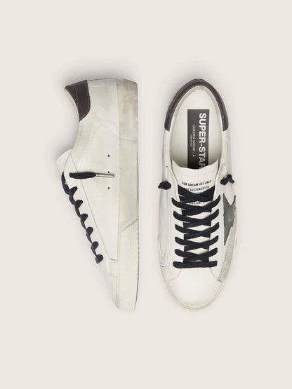Men's Super-Star in nappa with green leather star and grey leather heel tab