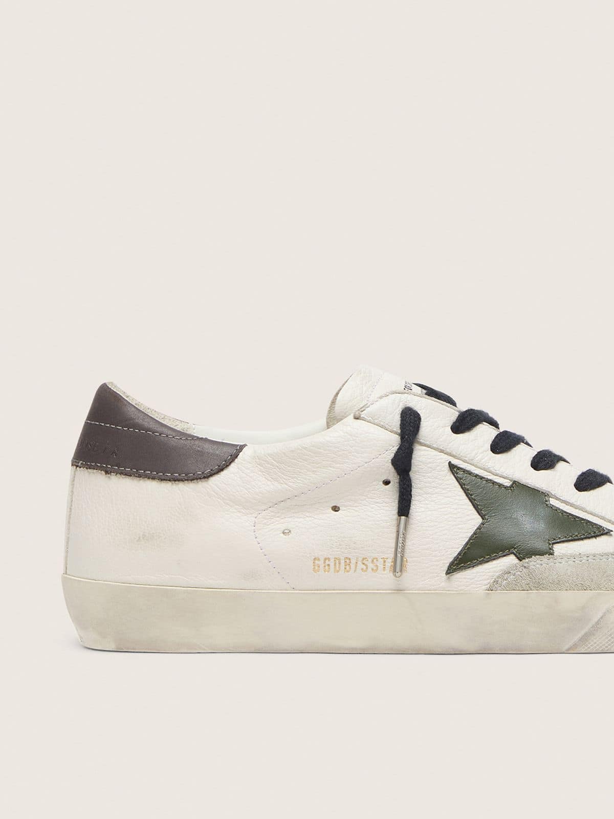 Men's Super-Star in nappa with green leather star and grey leather heel tab