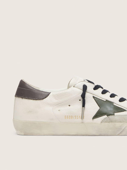 Men's Super-Star in nappa with green leather star and grey leather heel tab