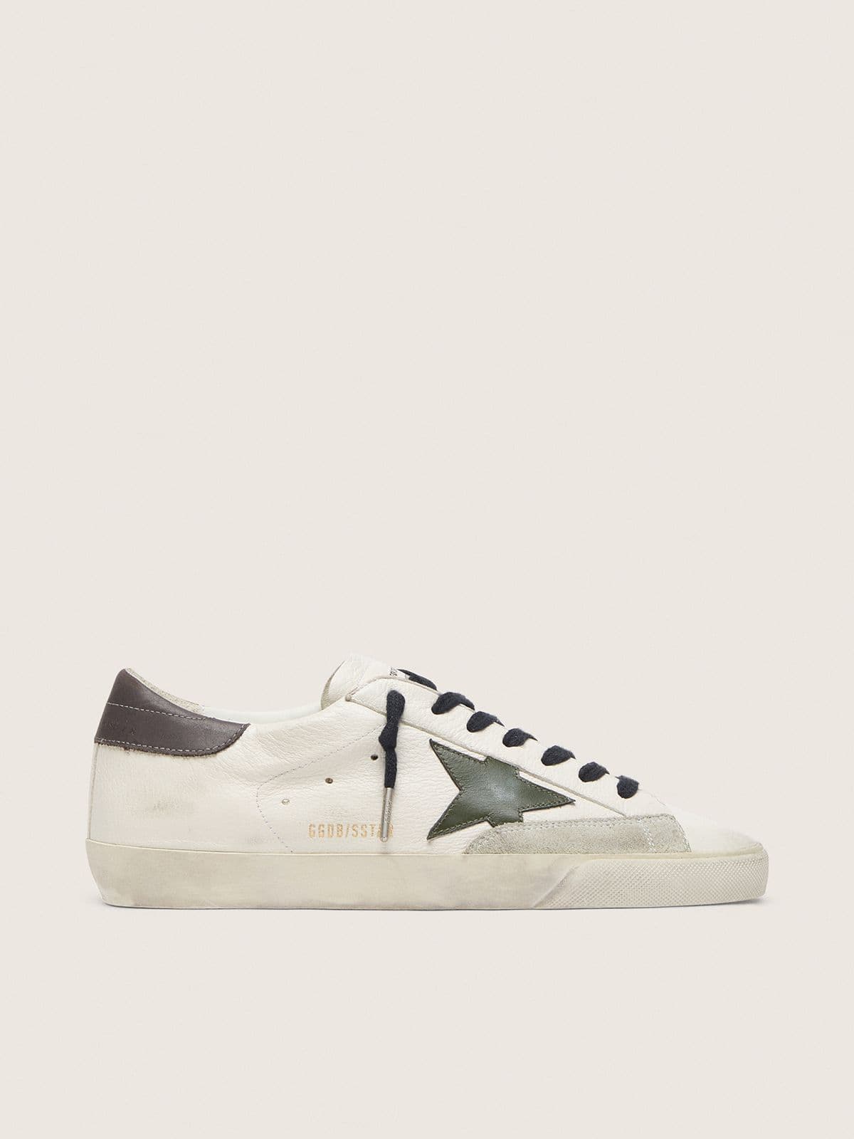 Men's Super-Star in nappa with green leather star and grey leather heel tab
