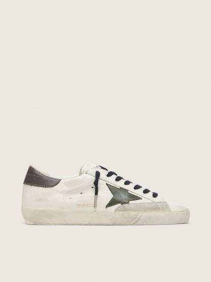 Men's Super-Star in nappa with green leather star and grey leather heel tab