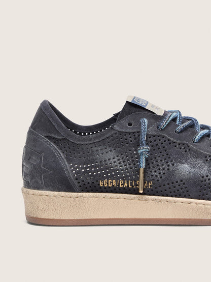 Men's Ball Star in dark blue perforated suede with dark blue suede star