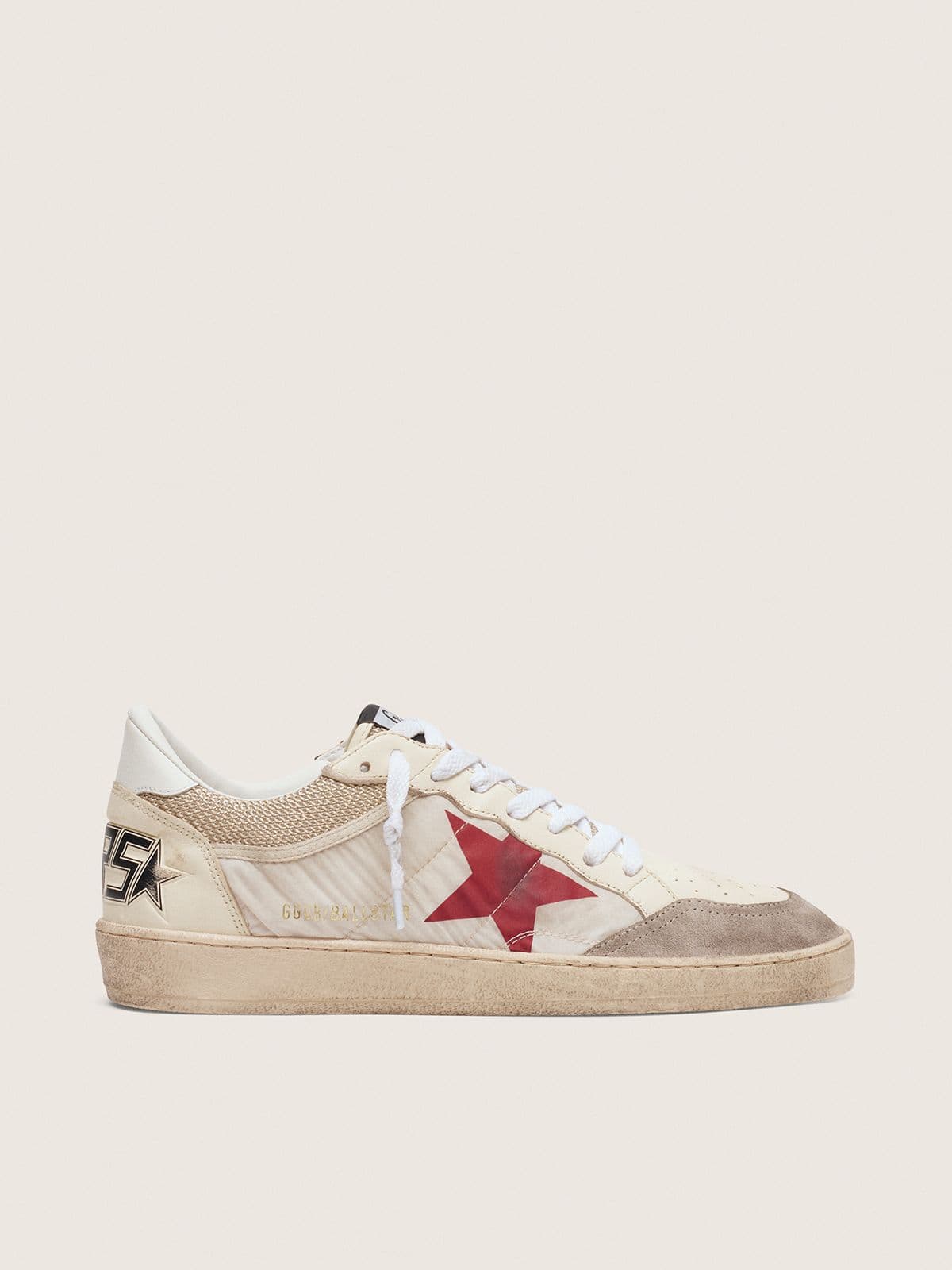 Ball Star in nylon and white mesh with red nylon star and white leather heel tab