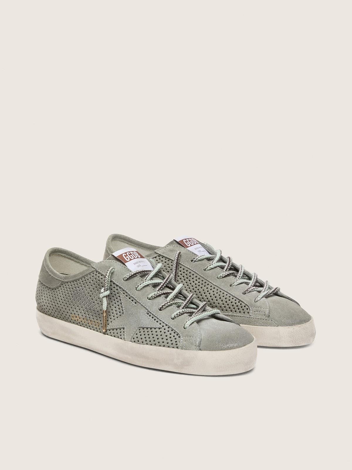 Men's Super-Star LTD in green perforated suede with matching suede star