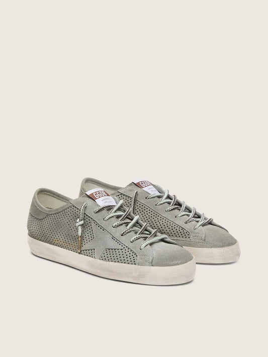 Men's Super-Star LTD in green perforated suede with matching suede star