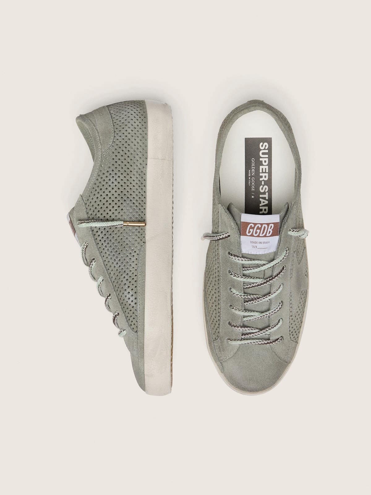 Men's Super-Star LTD in green perforated suede with matching suede star