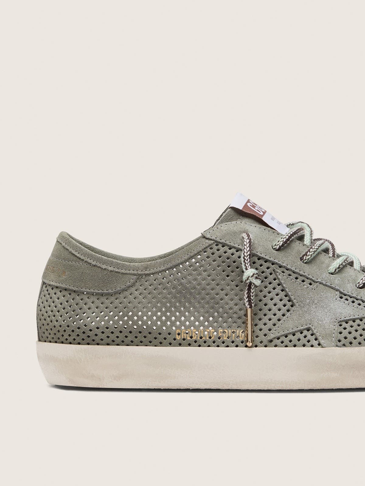 Men's Super-Star LTD in green perforated suede with matching suede star