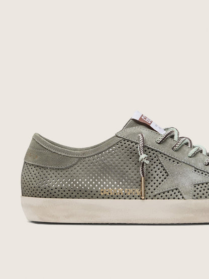 Men's Super-Star LTD in green perforated suede with matching suede star