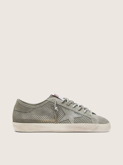 Men's Super-Star LTD in green perforated suede with matching suede star