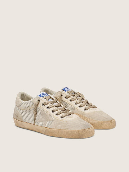 Men’s white and beige Super-Star LAB in mesh and suede
