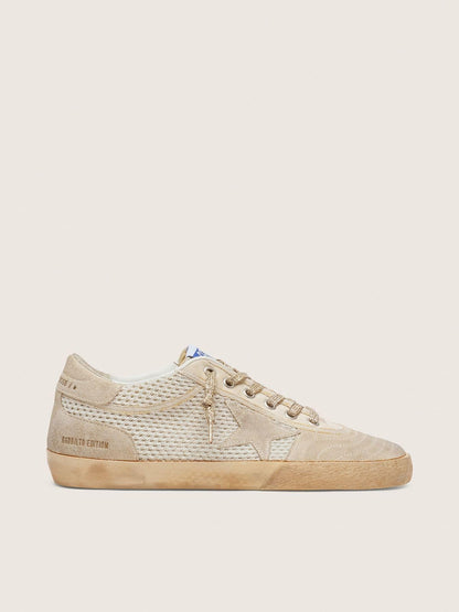 Men’s white and beige Super-Star LAB in mesh and suede