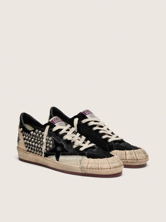 Men's Ball Star LAB in black suede with studs and glossy black leather star