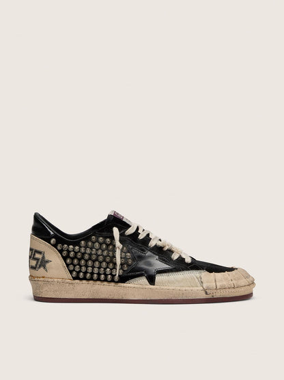 Men's Ball Star LAB in black suede with studs and glossy black leather star